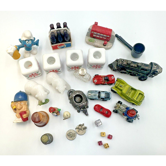 Vintage Lot of 24+ Miniatures Mattel Schleich Smurf Pepsi Hallmark Micro Machine - Picture 2 of 16